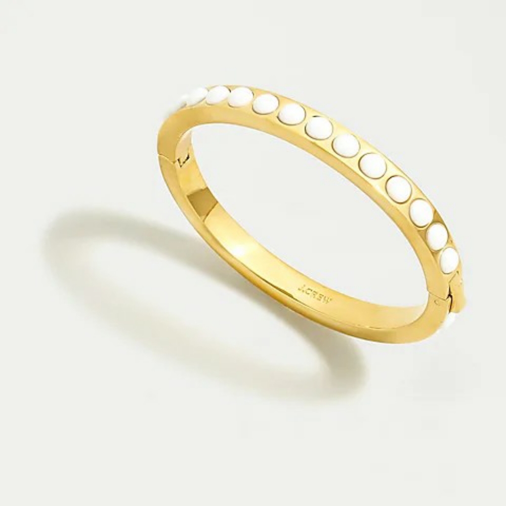 NWT J.Crew Mini Gumdrop Stone Hinge Bracelet White